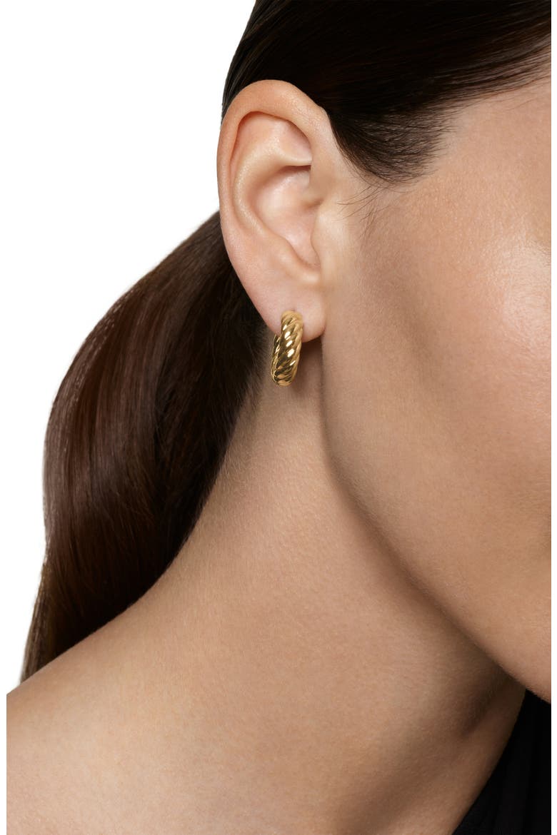 Sculpted Cable Hoop Earrings in 18K Yellow Gold, 18.6mm, Alternate, color, YELLOW GOLD