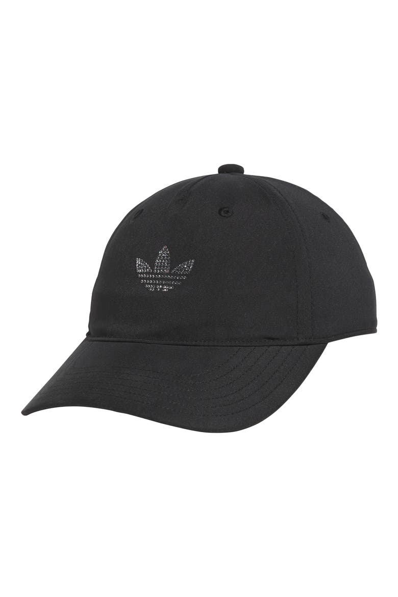 Rhinestone Trefoil Baseball Hat, Main, color, BLACK/ SILVER
