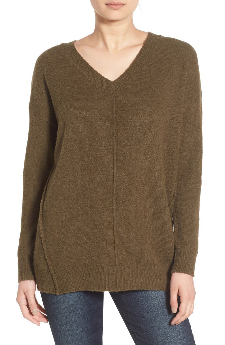 Dreamers by Debut Seamed V-Neck Pullover, Main, color, 