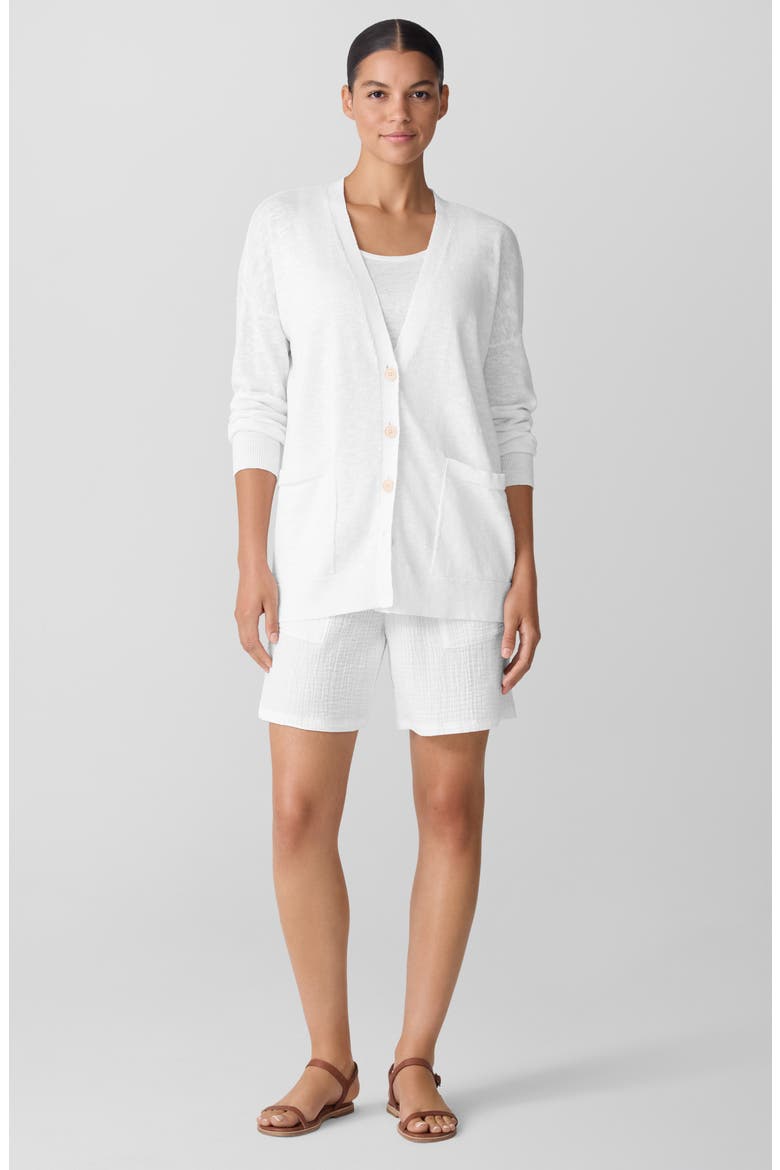 Oversize Organic Linen & Organic Cotton Cardigan, Alternate, color, WHITE