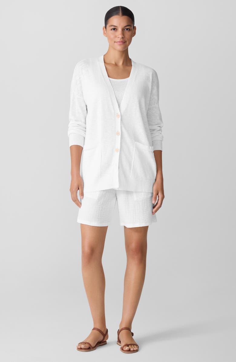 Eileen Fisher Oversize Organic Linen & Organic Cotton Cardigan, Alternate, color, 