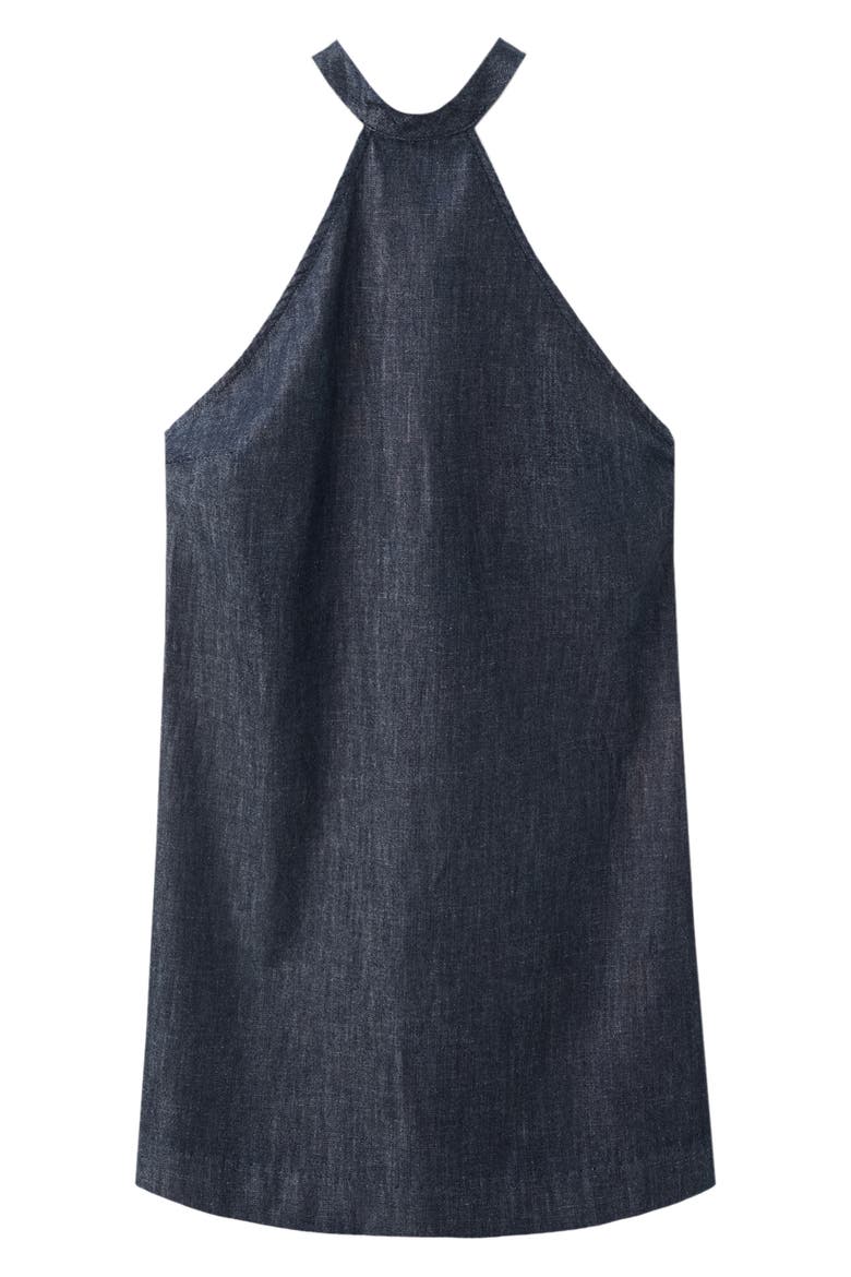 Halter Neck Denim Minidress, Alternate, color, OPEN BLUE