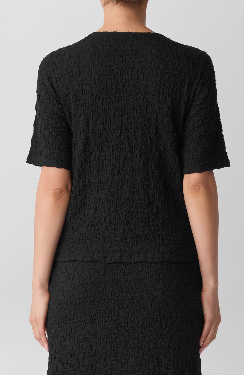 Eileen Fisher Crewneck Textured T-Shirt, Alternate, color, Black