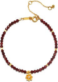 Satya Jewelry Red Garnet Lotus January Birthstone Bracelet