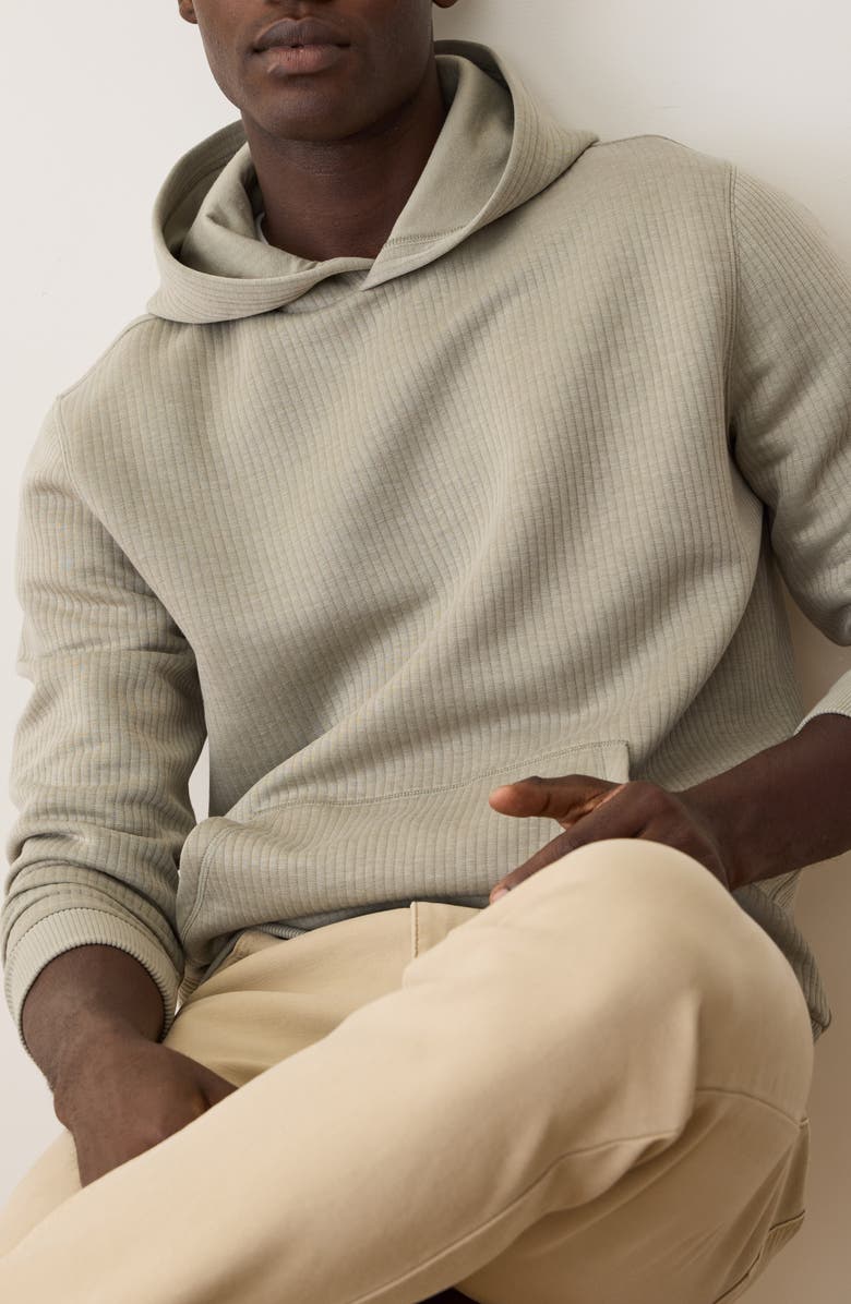 Marine Layer Corbet Vertical Quilted Pullover Hoodie, Alternate, color, Taupe