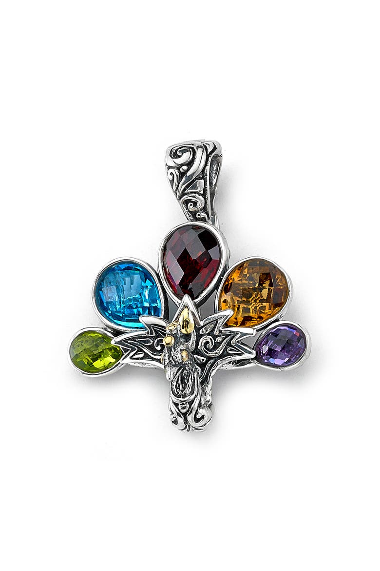 18k Gold Multi-Stone Peacock Pendant, Main, color, SILVER MULTI COLOR
