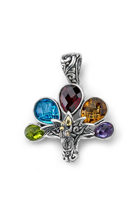 18k Gold Multi-Stone Peacock Pendant
