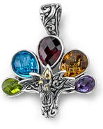 SAMUEL B. 18k Gold Multi-Stone Peacock Pendant