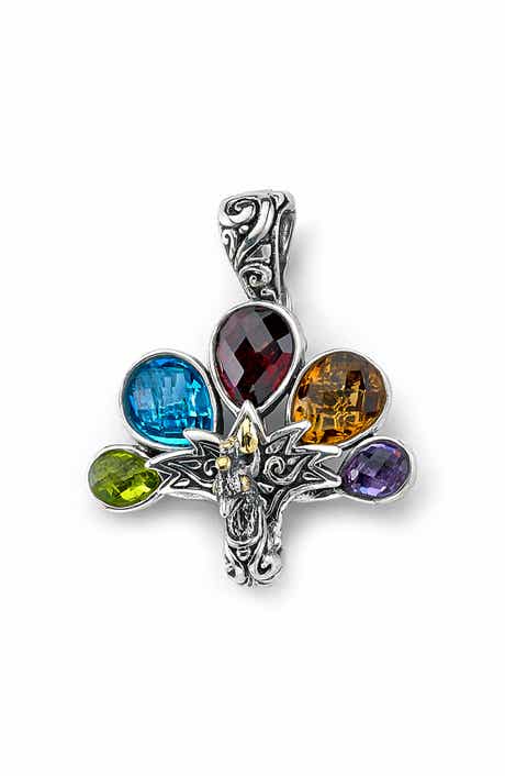 SAMUEL B. 18k Gold Multi-Stone Peacock Pendant
