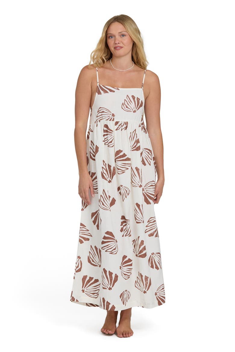 Undone Seashell Print Cover-Up Maxi Dress, Alternate, color, SALT CRYSTAL