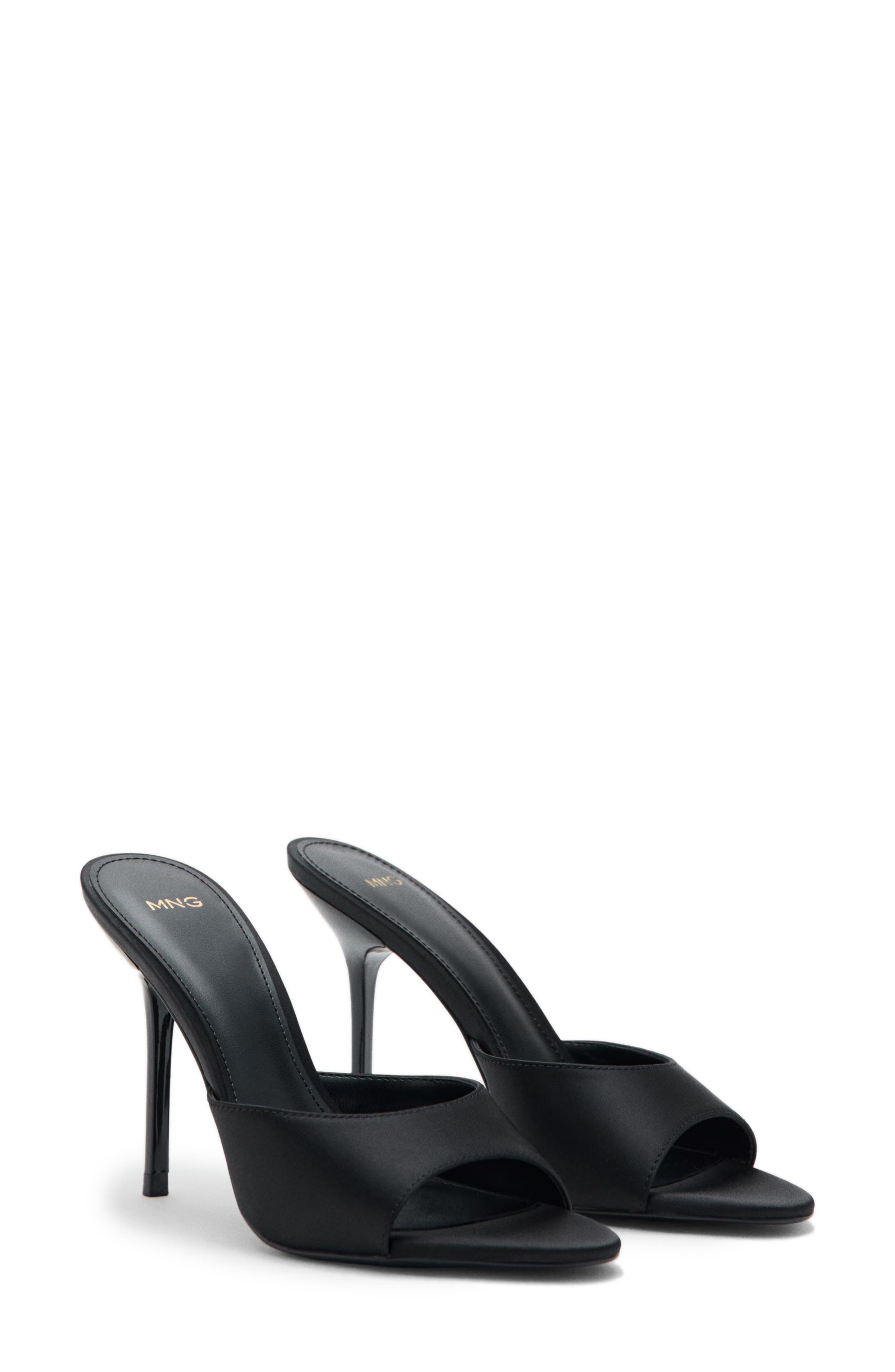 MANGO Satin Sandal, Main, color, Black