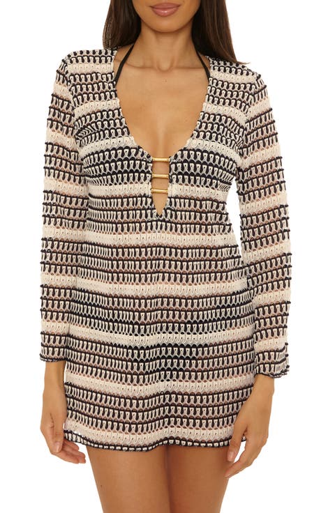 Utopia Long Sleeve Open Stitch Cover-Up Tunic