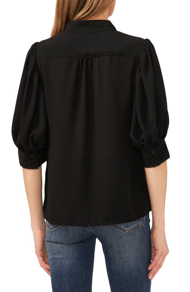 CeCe Puff Sleeve Button-Up Shirt, Alternate, color, Rich Black