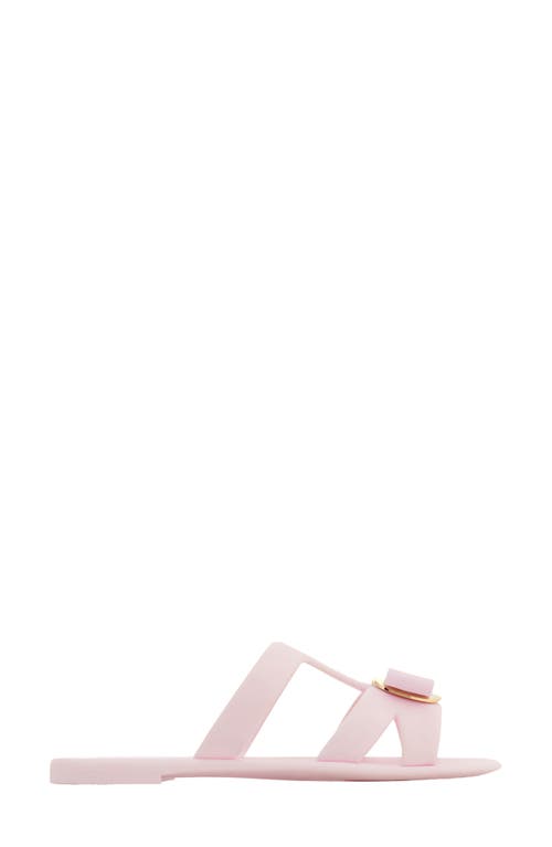 Ferragamo Lilou New Vara Plate Flat Sandals In Cotton Candy