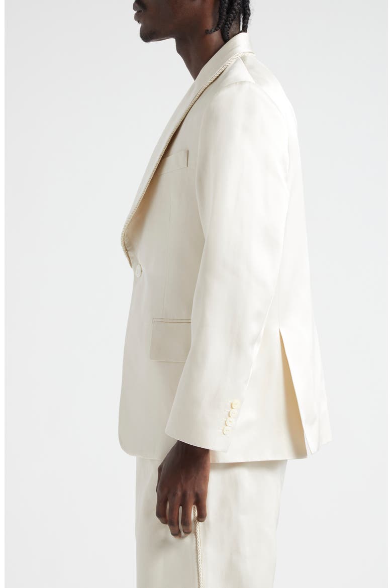 Shawl Collar Silk Twill Tuxedo Jacket, Alternate, color, ECRU