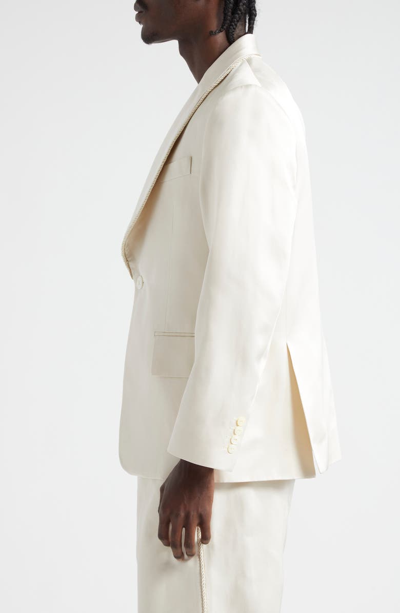 Bode Shawl Collar Silk Twill Tuxedo Jacket, Alternate, color, Ecru
