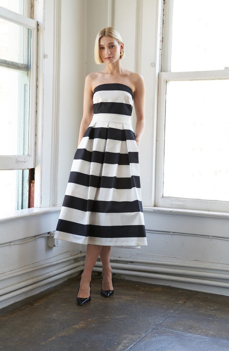 FREEMARKET Stripe Fit & Flare MIdi Dress, Alternate, color, 