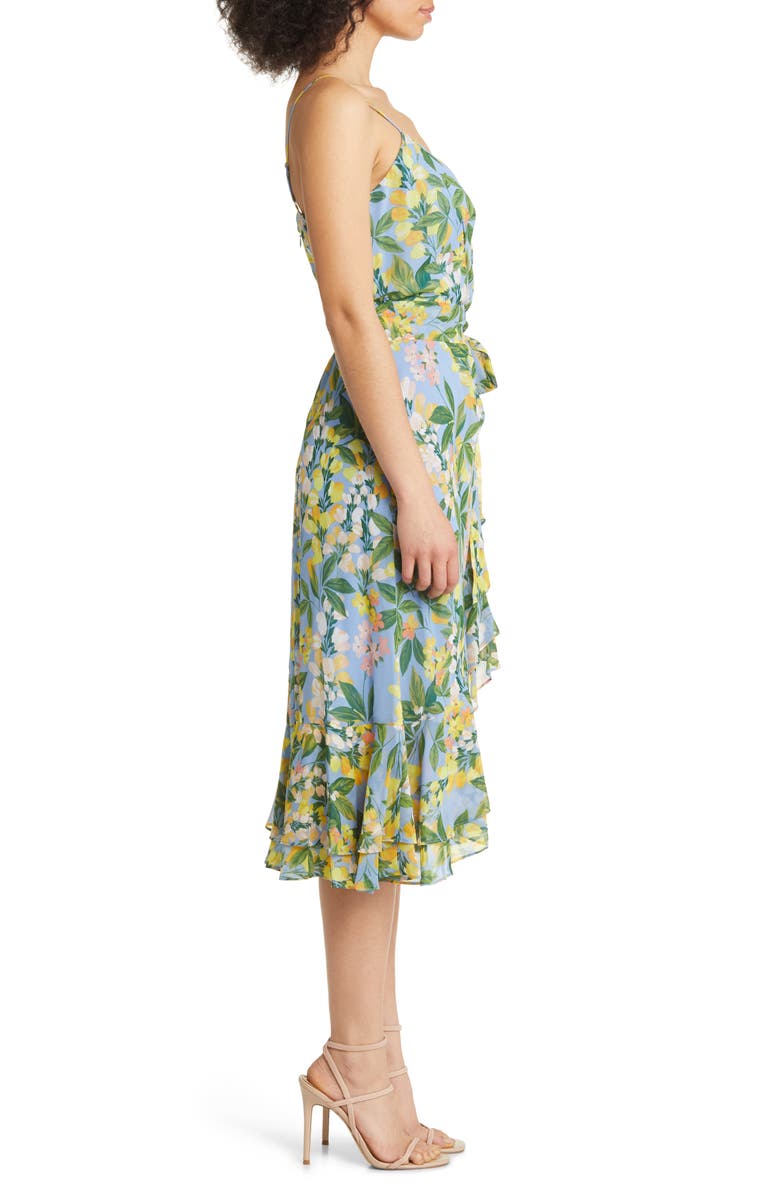 Eliza J Floral Wrap Bodice Dress, Alternate, color,