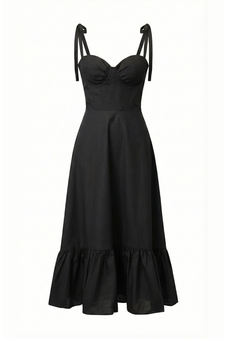 Sweetheart Neck Tie Straps Maxi Dress, Alternate, color, Black