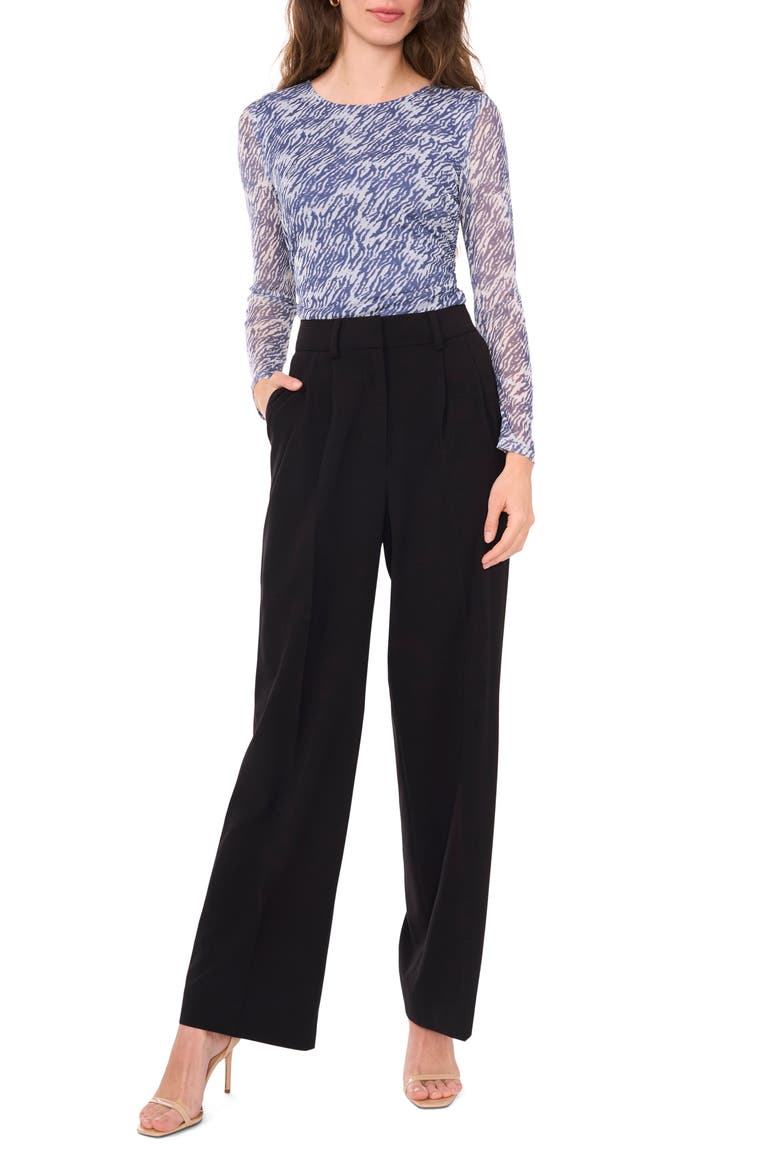 Ruched Mesh Top, Alternate, color, VINTAGE INDIGO BLUE