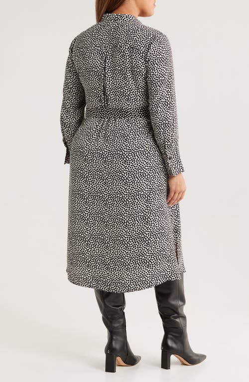 Nic + Zoe Nic+zoe Spotted Around Long Sleeve Midi Shirtdress In Gray