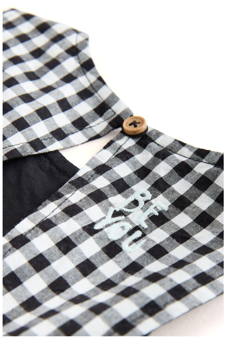 Kids' Gingham Embroidered Wide Leg Jumpsuit, Alternate, color, BLACK/ WHITE/ MULTI