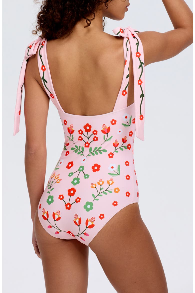 Pink Floral Harmony Embroidered Swimsuit, Alternate, color, Pink