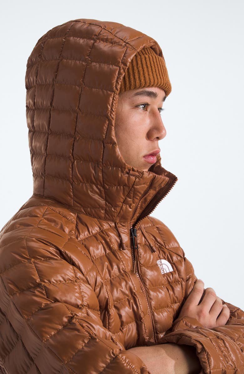The North Face Thermoball Quilted Hooded Jacket, Alternate, color, Burnt Umber