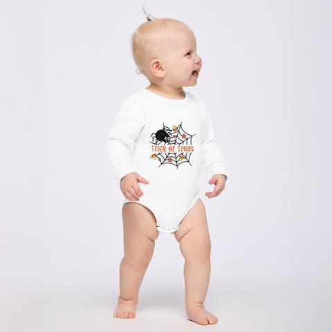 Trick or Treat Spiderweb Glitter Infant Fleece BodySuit