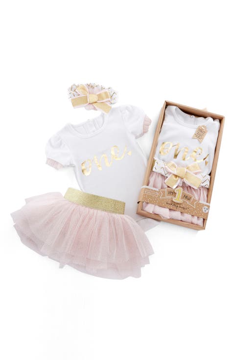 My First Birthday Bodysuit, Tutu and Head Wrap Set (Baby)