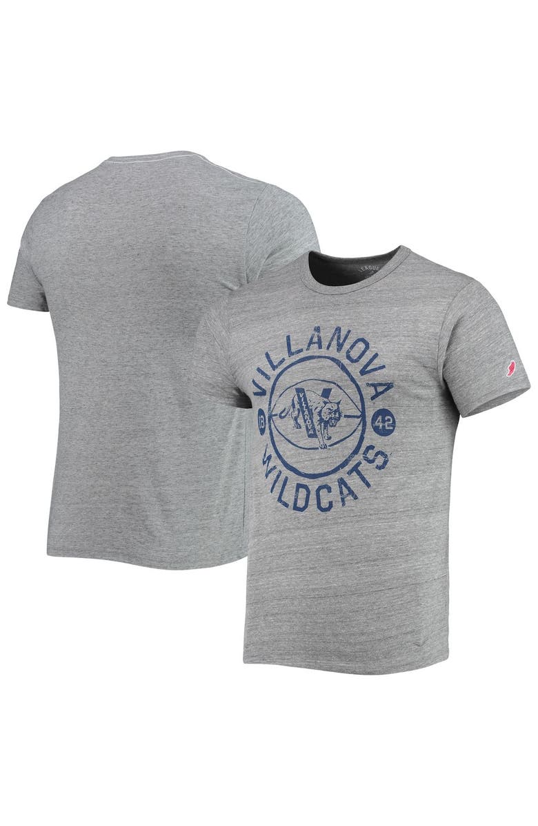 LEAGUE COLLEGIATE WEAR Men's League Collegiate Wear Heathered Gray Villanova Wildcats Hero Shot Victory Falls Tri-Blend T-Shirt, Main, color,