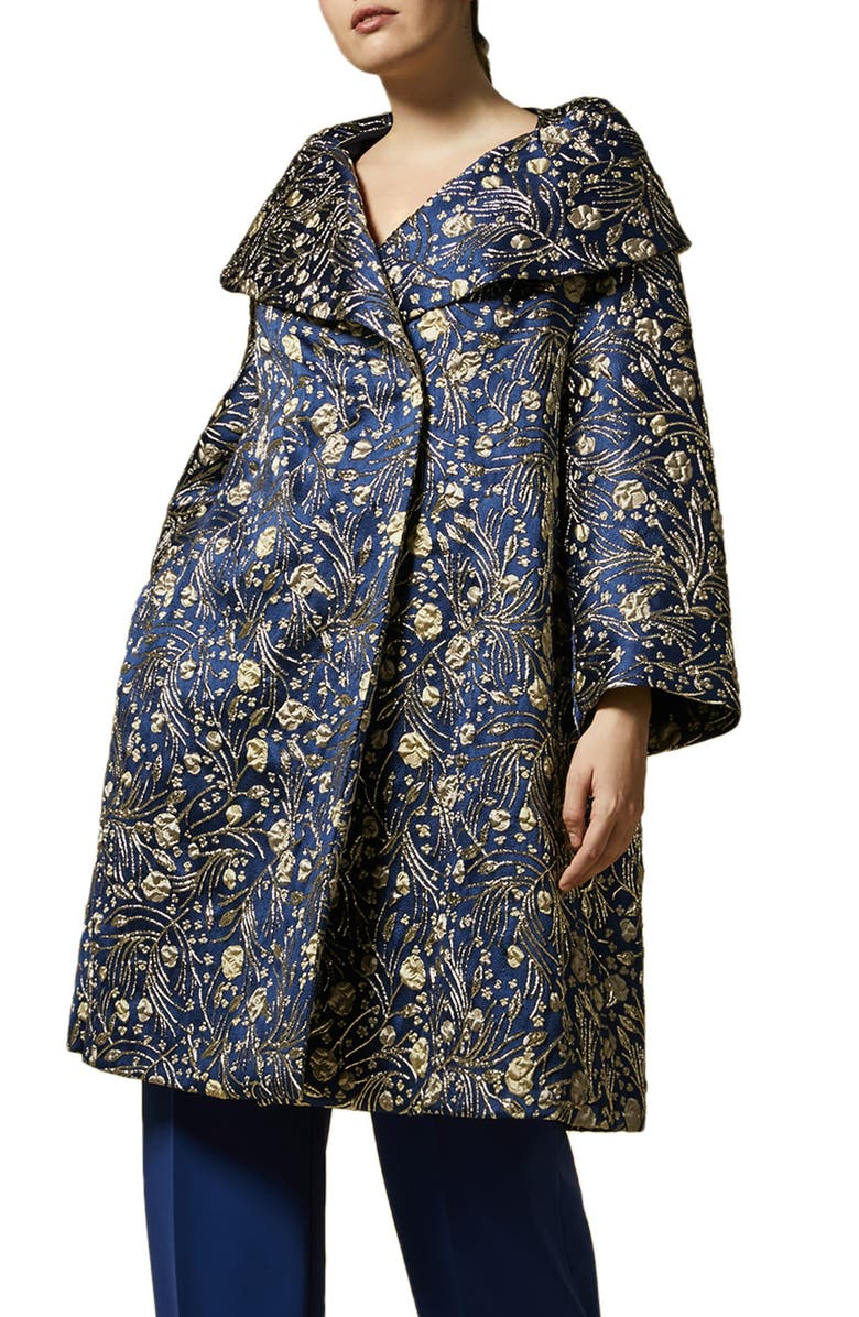 Marina Rinaldi Topazio Jacquard Duster Coat, Main, color, 