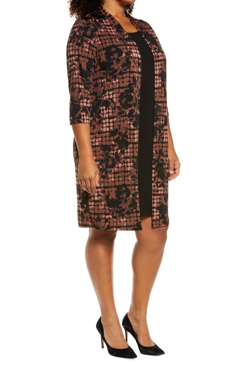 Connected Apparel Two Piece Jacket & Dress, Alternate, color, Brown