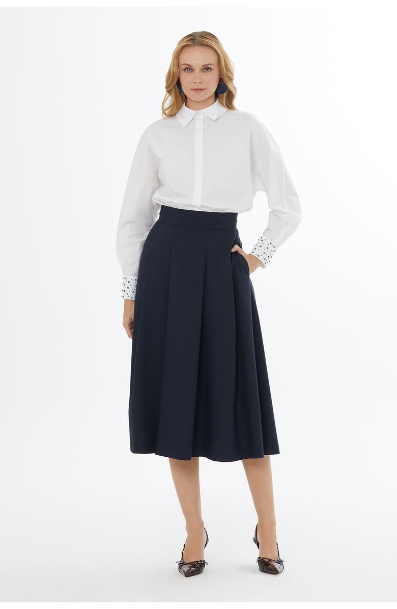 Gizia Pleated Skirt with Back Concealed Zip Closure, Main, color, 