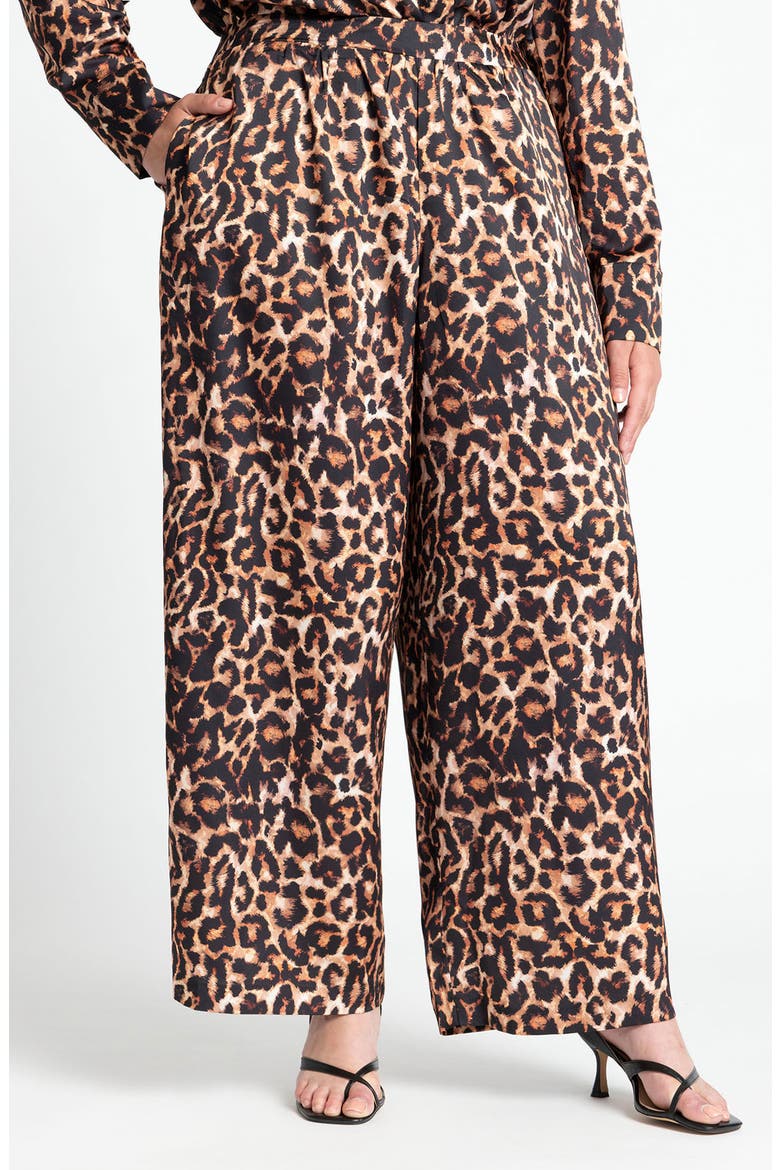 Print Pull-On Wide Leg Pants, Main, color, CARMELA LEOPARD