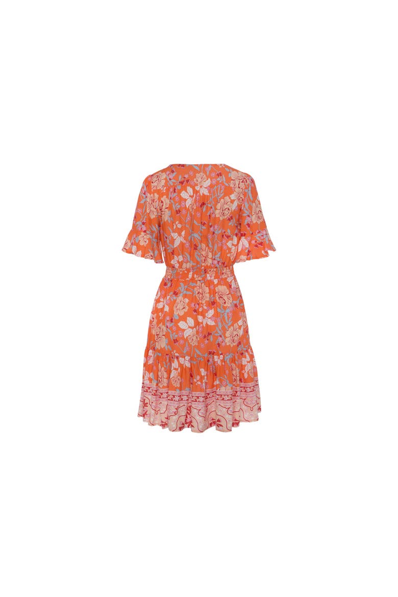 Tiered Short Sleeve Dress, Alternate, color, Orange Multi