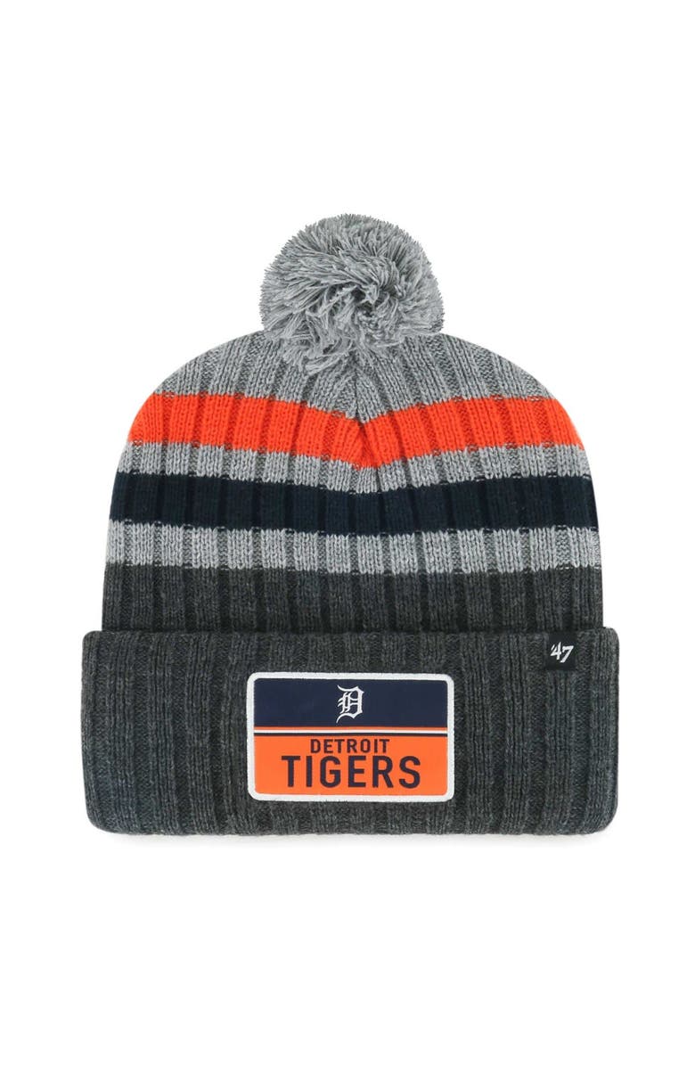 '47 Men's '47 Gray Detroit Tigers Stack Cuffed Knit Hat with Pom, Main, color, Gray