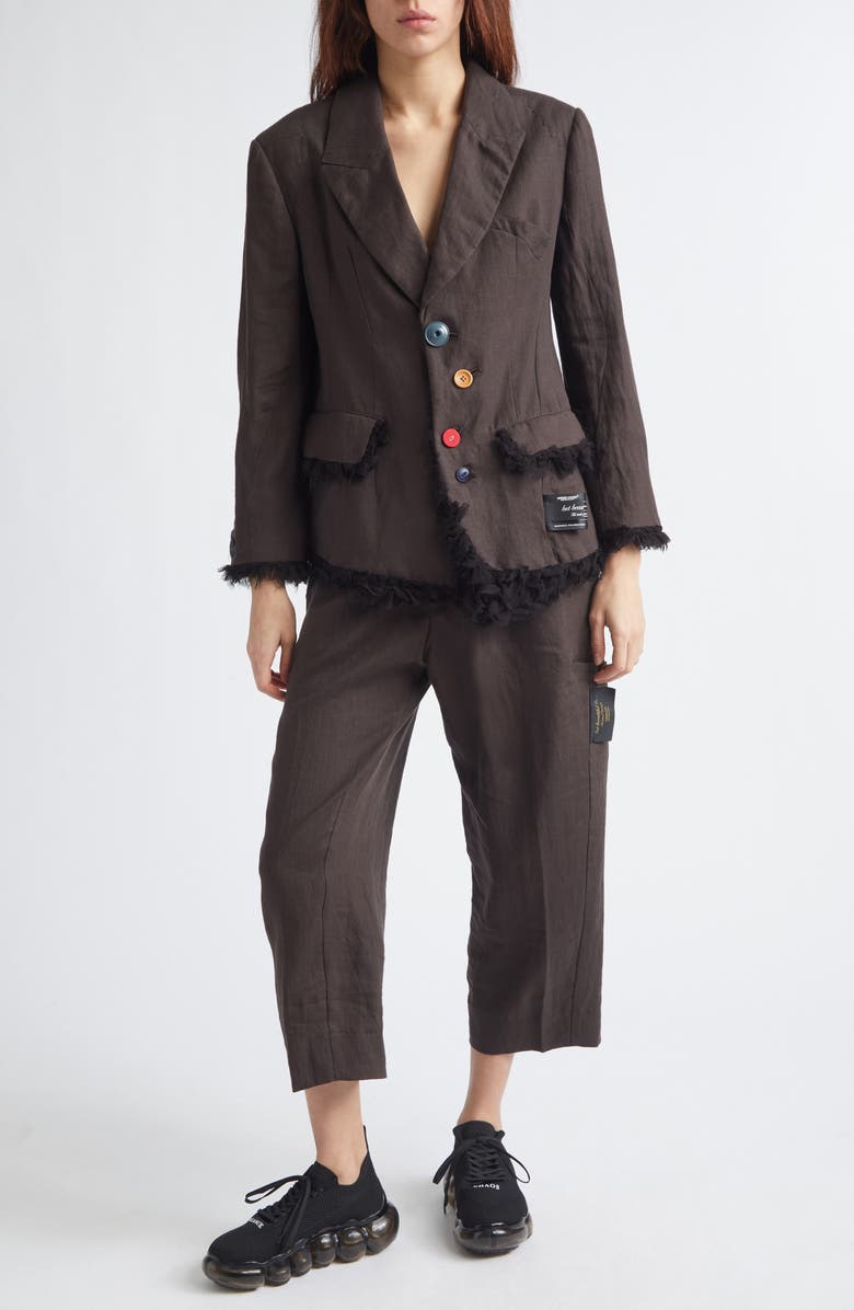 Undercover Crop Linen Straight Leg Pants, Alternate, color, Brown