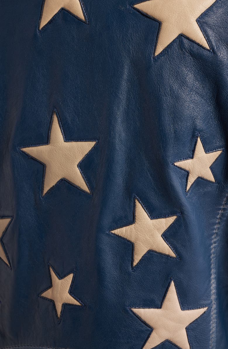 MAURITIUS Christy Leather Moto Jacket, Alternate, color, Americana Blue
