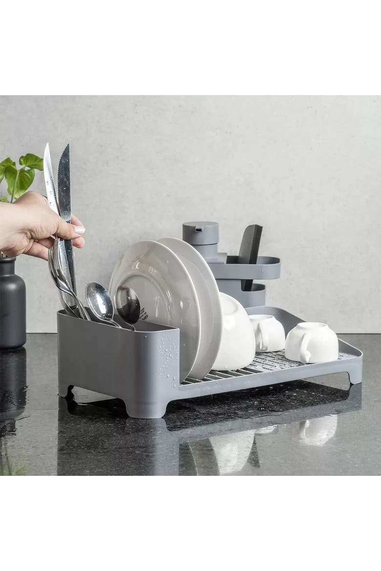 Modern Compact Polypropylene Kitchen Dish Drying Rack, Alternate, color, Beige