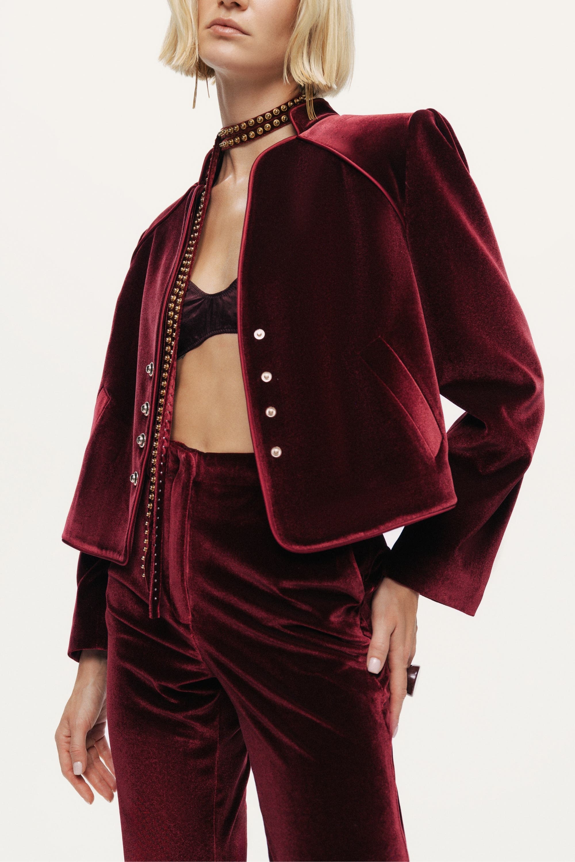 Velvet Cropped Jacket - image 2