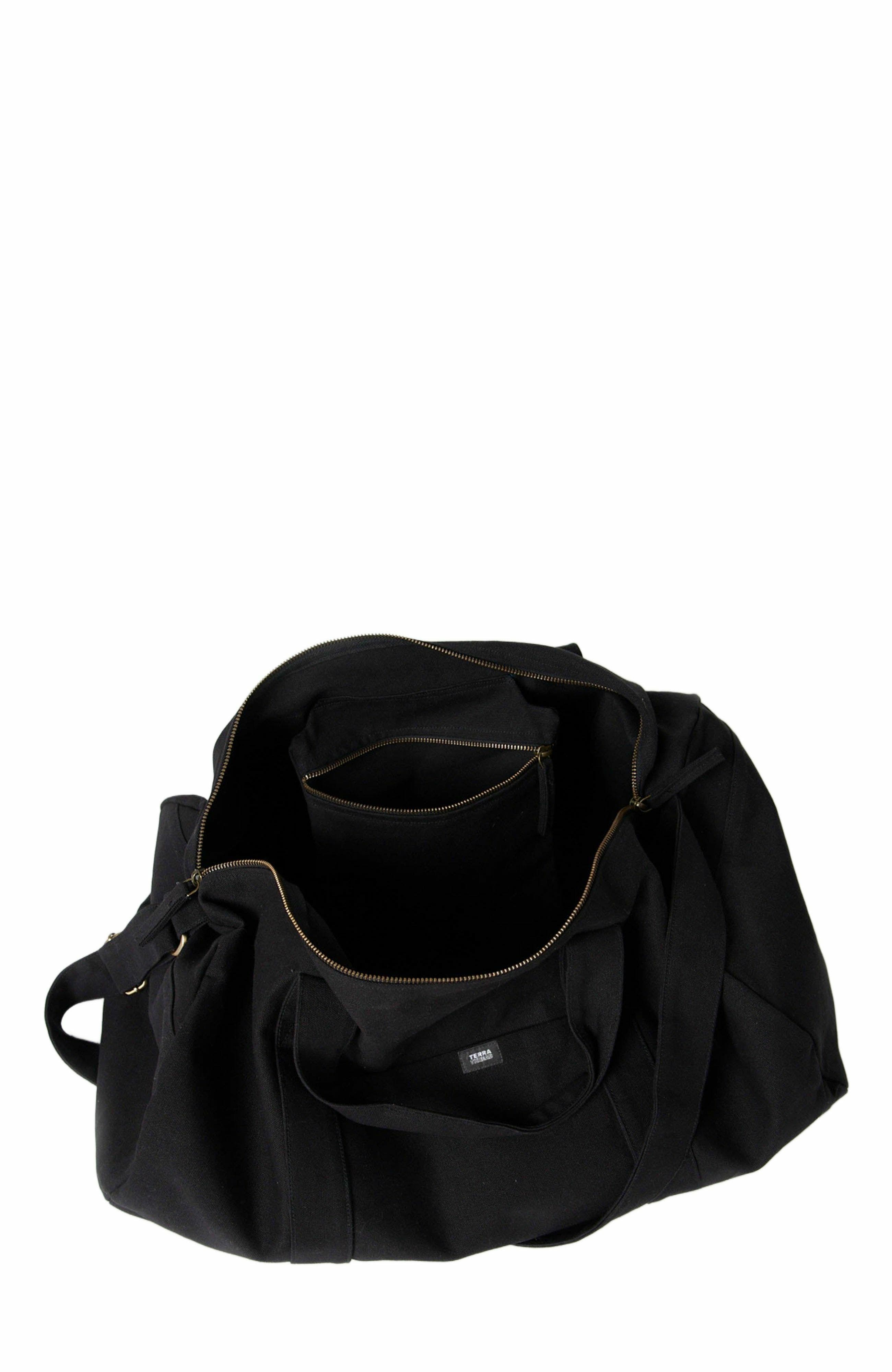 Terra Thread Organic Cotton Duffle Bag, Alternate, color, Ivory Black