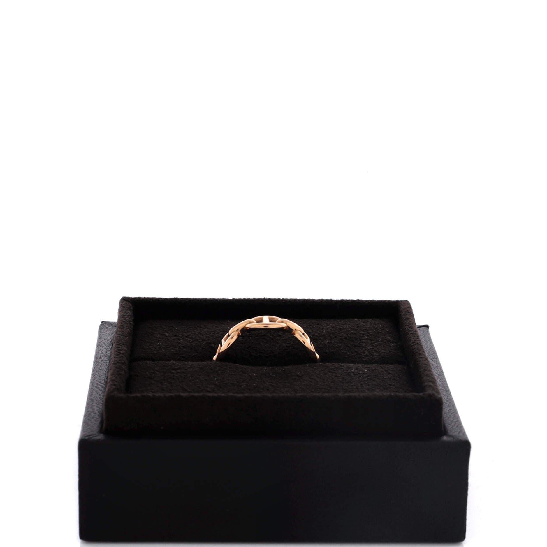 Pre-Owned Hermes Chaine d'Ancre Enchainee Ring 18K Rose Gold Small, Alternate, color, Rose Gold