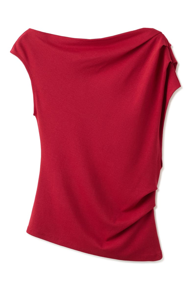 Asymmetric One-Shoulder Top, Alternate, color, RED