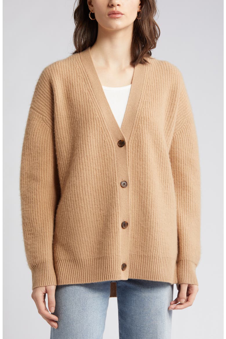 V-Neck Cashmere Cardigan, Alternate, color, CAMEL
