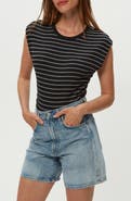 Michael Stars Joni Crewneck Power Shoulder T-Shirt