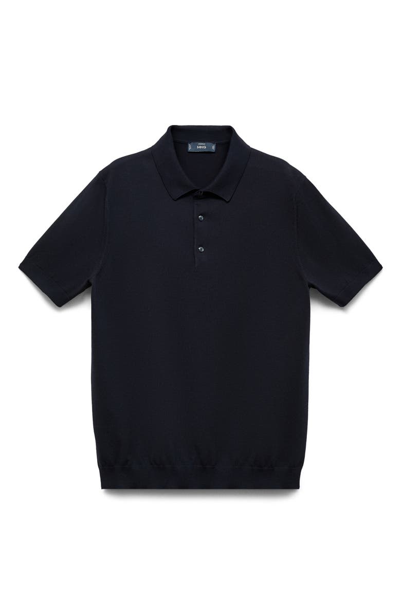 MANGO Solid Cotton Polo Sweater, Alternate, color, Night Blue