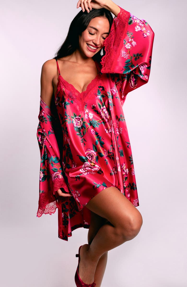 In Bloom by Jonquil Phoenix Satin Chemise, Alternate, color, Red