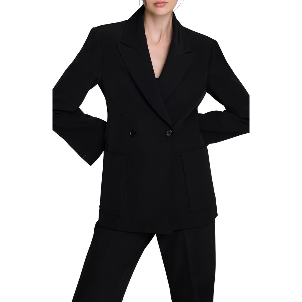 Kenneth Cole Luxe Twill Double Breasted Jacket In Black