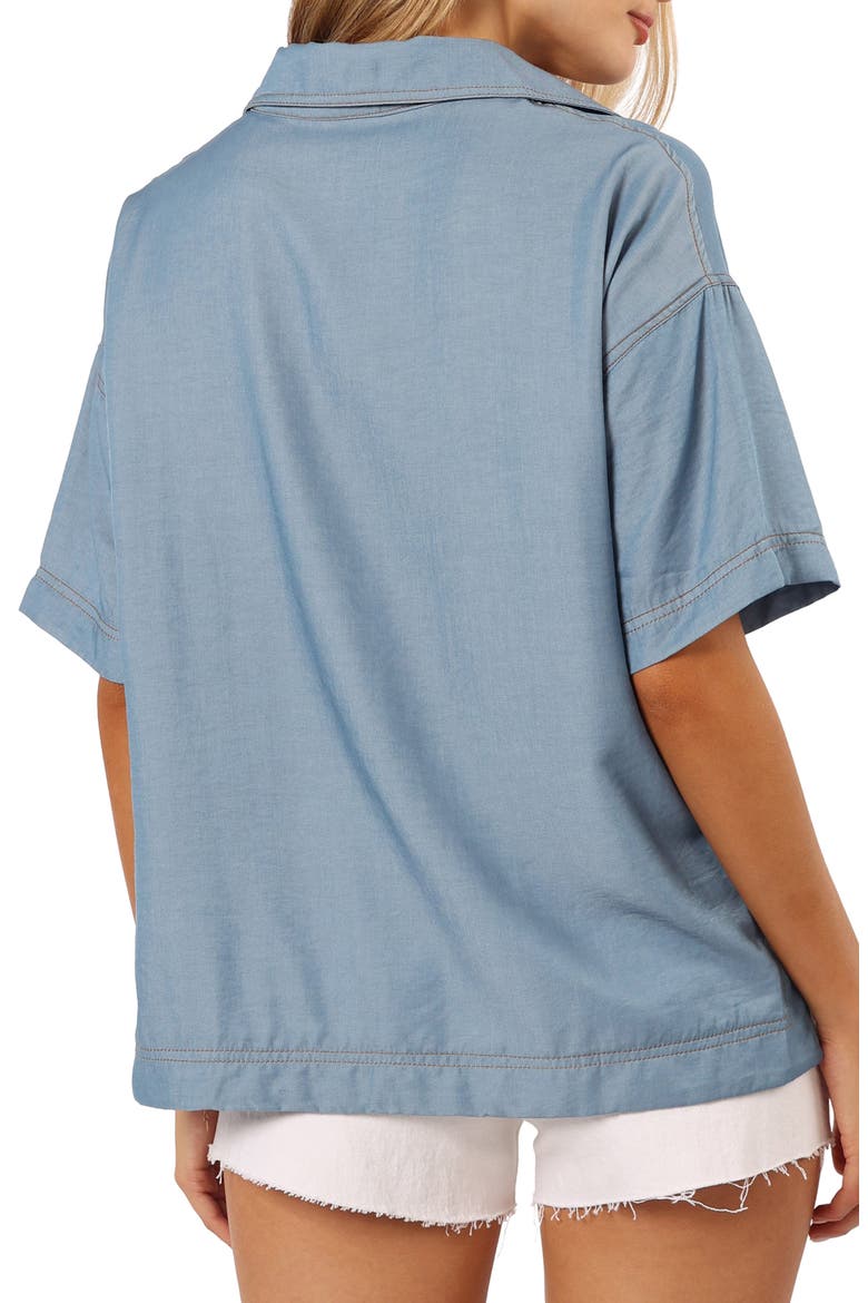 Lyna Button-Up Shirt, Alternate, color, BLUE